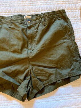 Womens Madewell Elastic Back Classic 5 Pocket Olive XL Twill Shorts